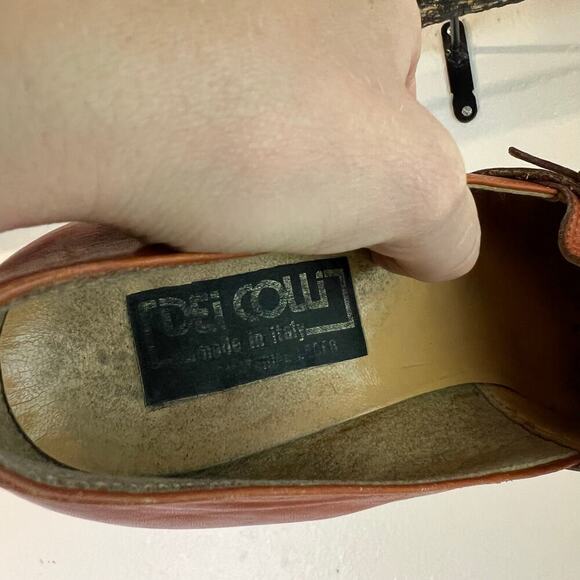 Vintage Dei Colli Made in Italy Tan Genuine Leather Buckle Stacked Heel Shoe 41 - Picture 8 of 15